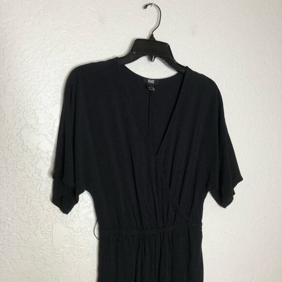 PAIGE Vanette black wrap front cropped jumpsuit size Extra Small XS - Picture 4 of 16